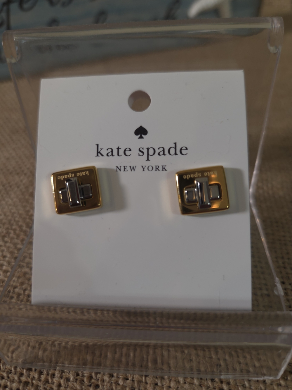 NWT Kate Spade Gold/Silvertone Square Stud Earrings